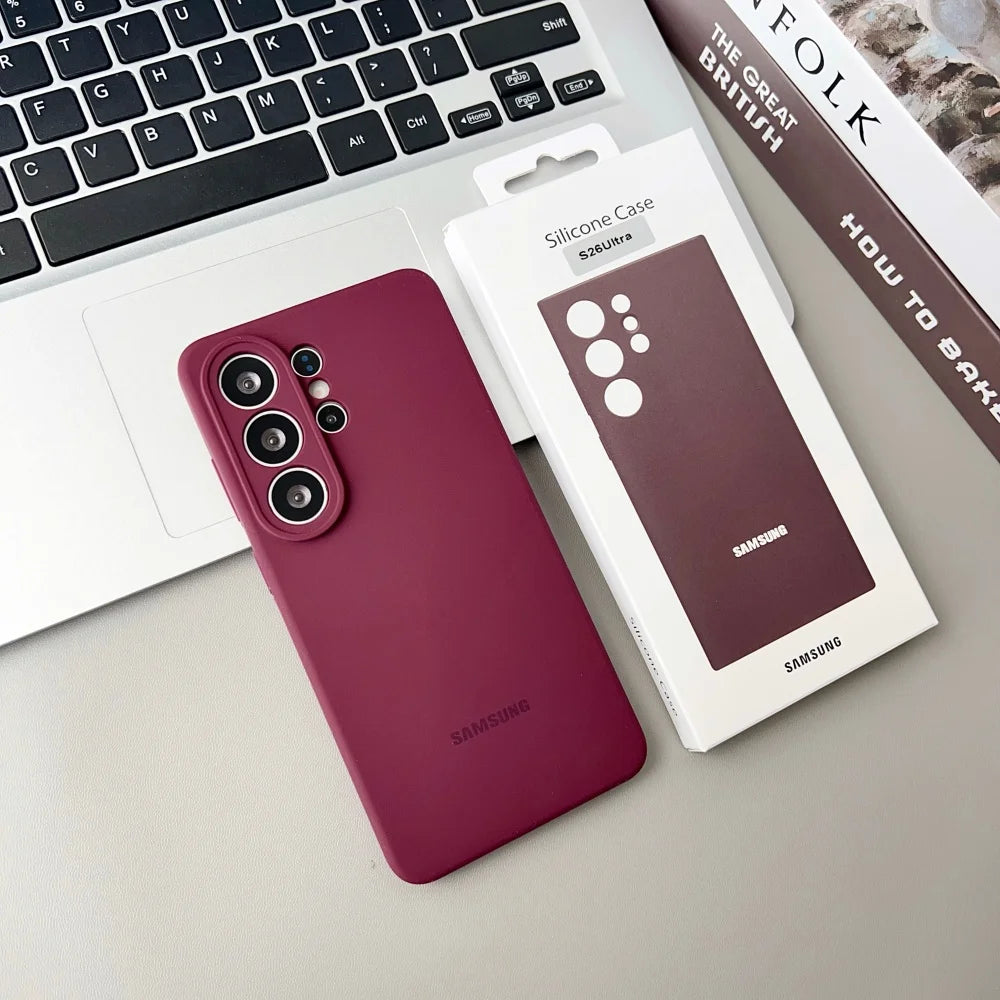 For Samsung Galaxy S26 S25 S26Plus S26Ultra Edge S24 S23 S22Ultra FE Case Soft Original Liquid Silicone Shockproof Phone Cover