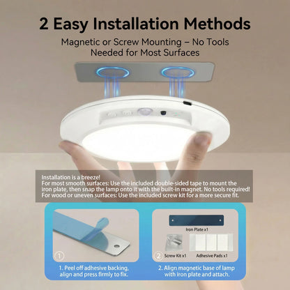 Motion Sensor Ceiling Light USB Type-C Rechargeable Magnetic Lamp Wireless Wall Lamp Remote LED Night Light For Kitchen Coatroom