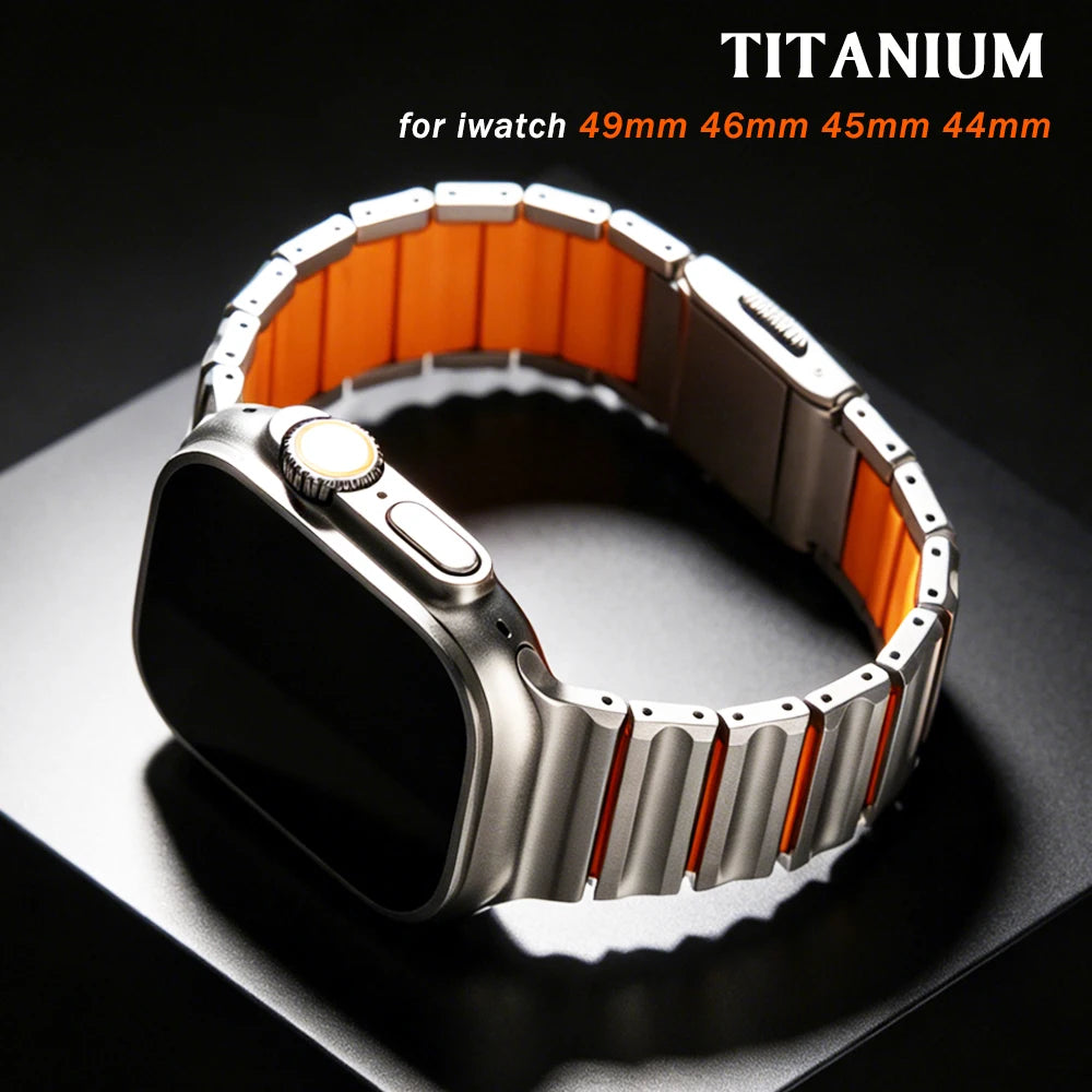 Magnetic Anti-scratch Titanium Rubber Band for Apple Watch Ultra 3 49mm Business Strap for Iwatch 11 10 9 8 7 6 5 46mm 45mm 44mm