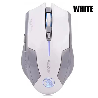 AZZOR Rechargable Silent Wireless Mouse Mute Button Noiseless Optical Gaming 2400dpi Built-in Battery For PC Laptop Computer