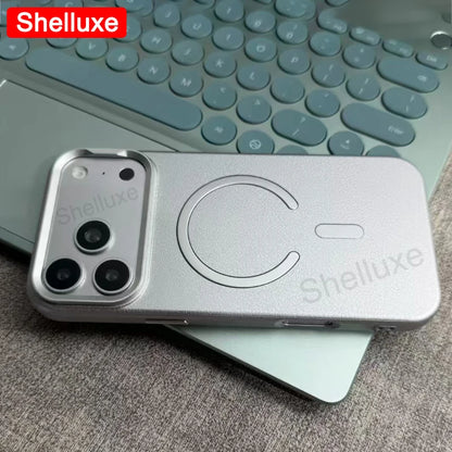 For IPhone17 Pro Max Leather Magnetic Phone Case Shelluxe For iPhone 17 Air 16 15 14 13 12 Pro Max Cases Lens Metal-Frame Cover
