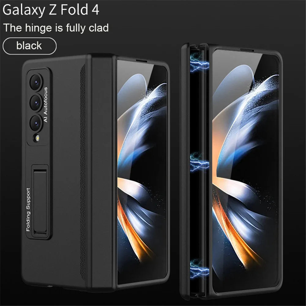 Case For Samsung Galaxy Z Fold 6 5 4 3 2 5G Magnetic Adsorption Hinge Protection Phone Cover Kickstand Hard Plastic Magnet Case