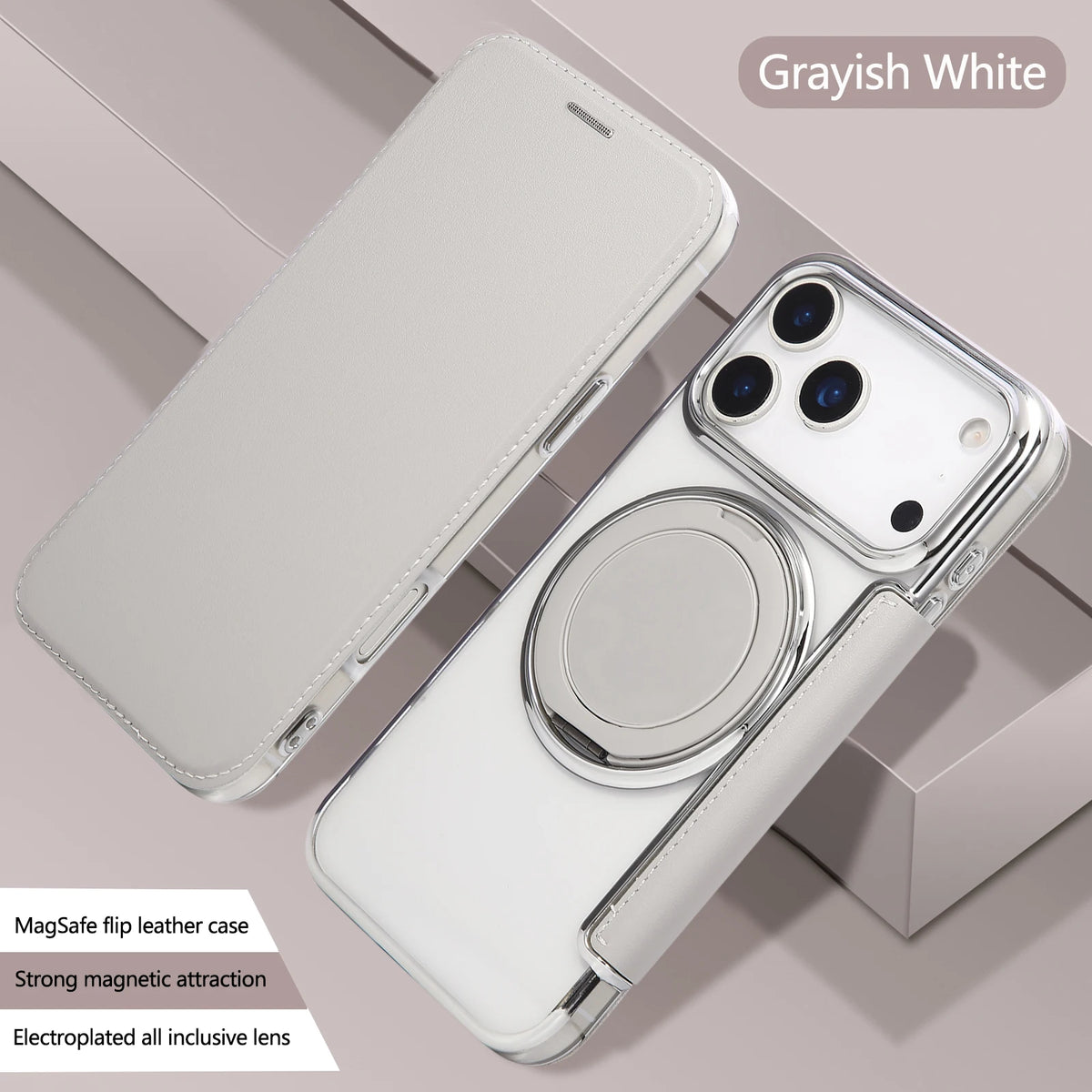 360 Rotating Bracket Magnetic Leather Case for IPhone 17 Pro Max 16 Plus 15 14 Shockproof Comfortable Grip RFID Bag Book Cover