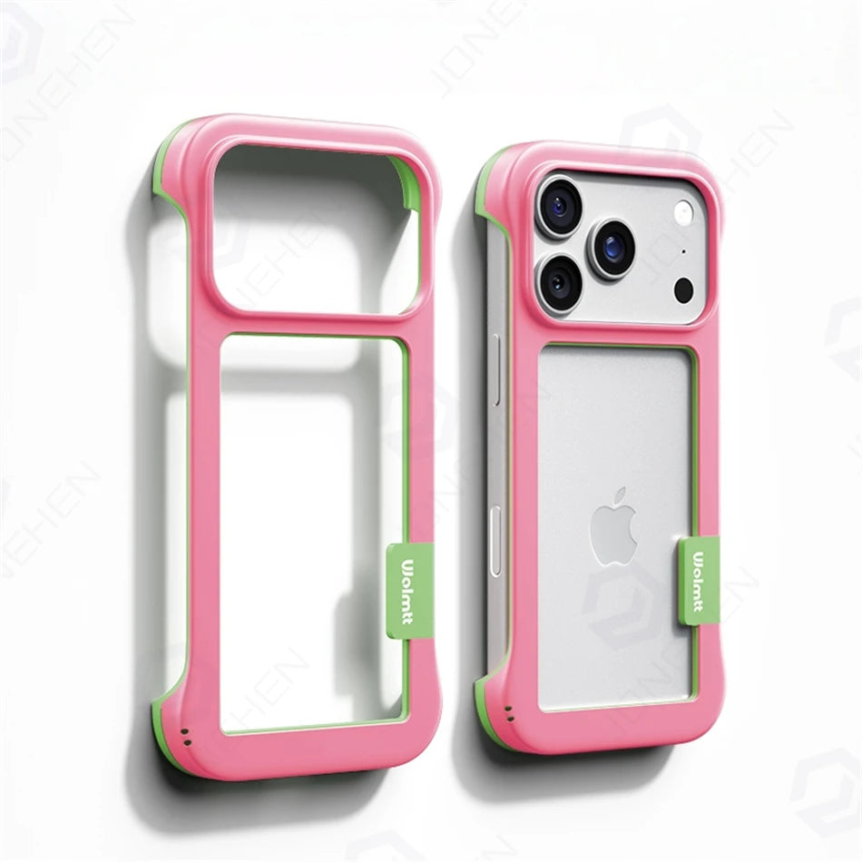 17Pro Colorful Frameless Soft TPU Bumper Case For iPhone Air 17 16 Plus 15 14 13 12 18 Pro Max Shockproof Protect Frame No Cover