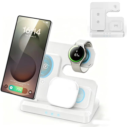 Foldable 3 in 1 Wireless Charger Stand For Samsung S25 S24 S23 S22 Galaxy Watch 8 7 6 5 4 3 Buds3 Pro/Buds Fast Charging Station