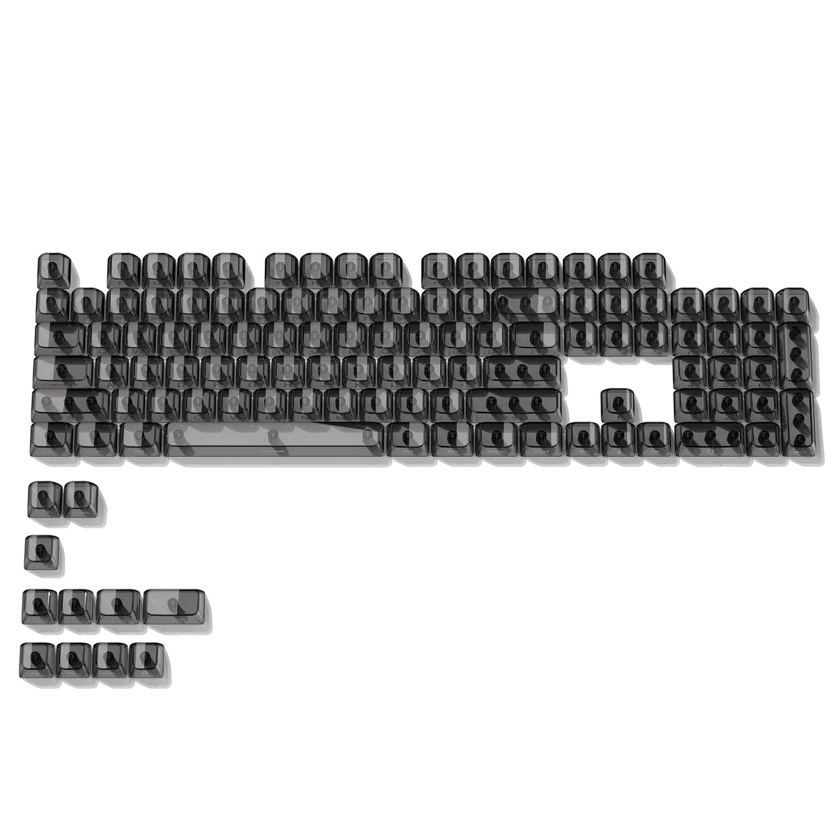 115 Keys Black Transparent Clear Keycaps Crystal Ceramic PC Keycap RGB Shine Through Key Cap MDA Profile for MX Switch Keyboard
