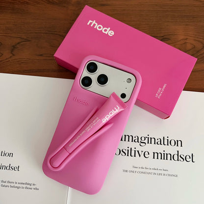 With Box Lipstick Rhod Phone Case for iPhone 16 17 Air 15 14 13 12 11 Pro Max Plus Makeup Lip Gloss Holder Silicone Back Cover