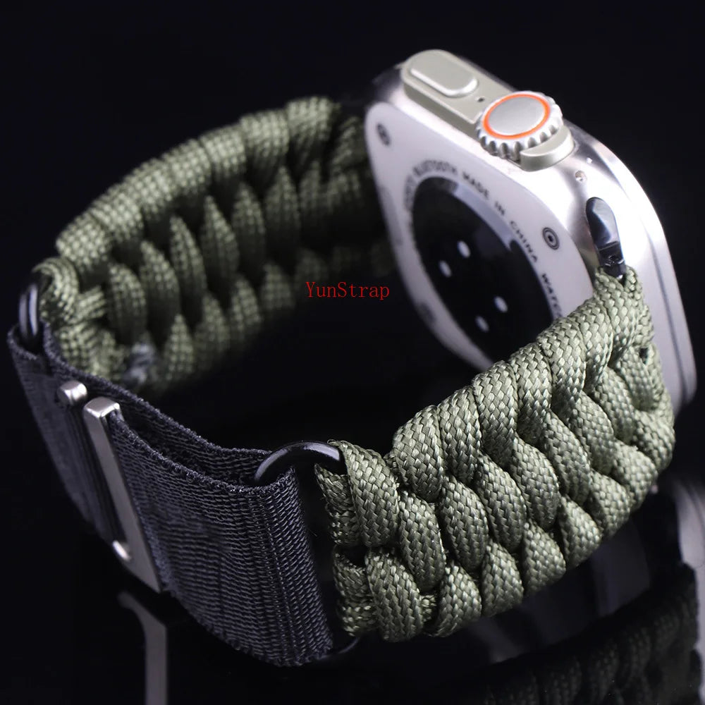 Outdoor Woven Nylon Band for Apple Watch 49mm 46mm 45mm 44mm 42mm 41mm 40mm Strap iWatch Ultra 2 SE 10 9 8 7 6 5 4 3 Bracelet