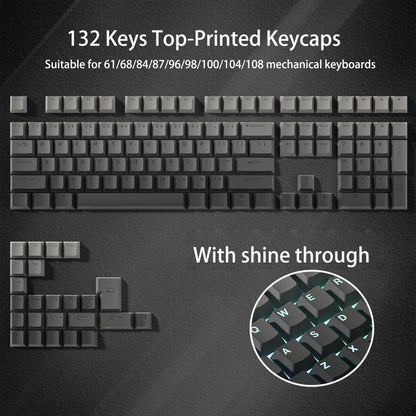 140 Keys White Grey PBT Keycap RGB Shine Through Double Shot Keycaps Cherry Profile for MX Switches  Mechanical Gaming Keyboard