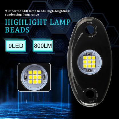 1 Piece 9LED Car LED Rock Light RGB Exterior Atmosphere Light Car Bottom Lamp For Jeep Offroad Truck ATV UTV Underbody Boat Side