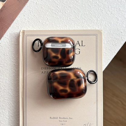 Autumn Winter Retro Brown Amber Pattern With Hook Shockproof Protective Earphone Cover Case for AirPods 1 or 2 3 4 5 Pro 2 Pro 3