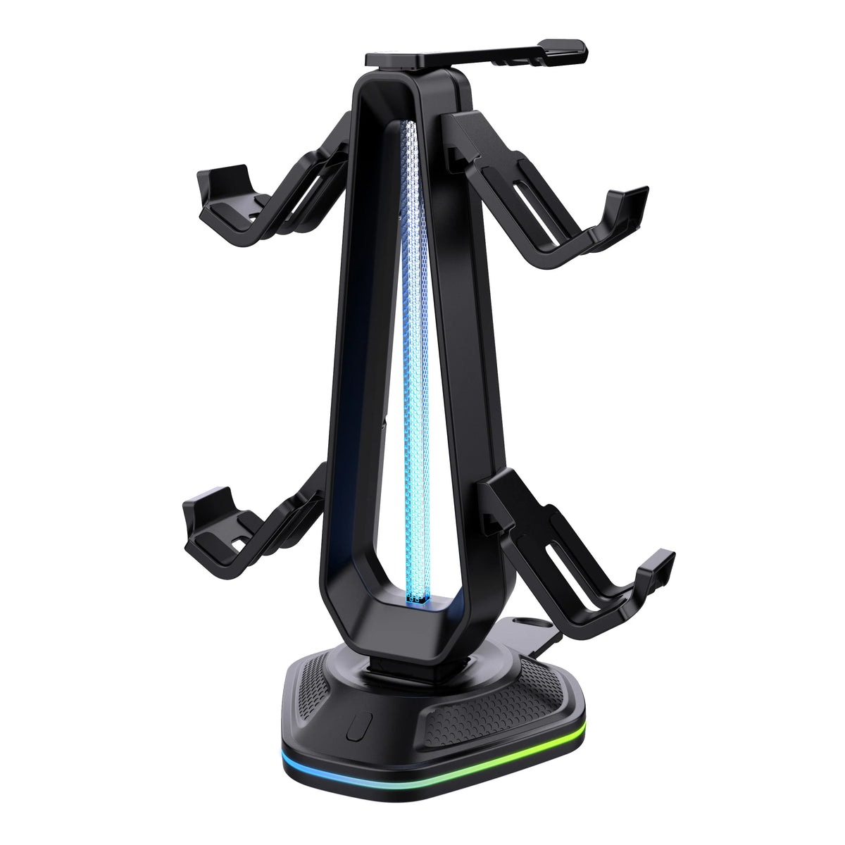 Gaming Headphones & Controller Storage Stand with Light Modes,2 USB Charging Ports ,Controller Holder for Desk