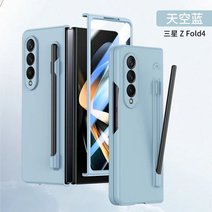 With Pen Slot Skin Feel Phone Case for Samsung Z Fold 8 Ultra 7 6 5 4 3 Hard PC Shockproof Protection Cover for Galaxy Fold8Wide