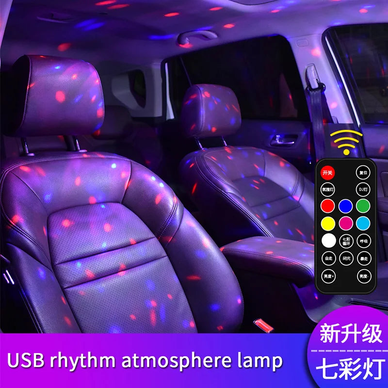 BLALION LED Car Atmosphere Lamp Wireless Voice Control RGB Roof Star Light USB Charing Auto Interior Decor Ambient Party Lights