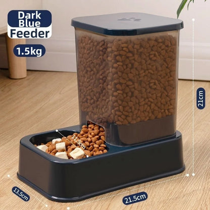 1.2L/1.5L Pet Automatic Feeder Plastic 2 Styles Cat Dog Water Dispenser Feeder Set Large Capacity 3 Colors