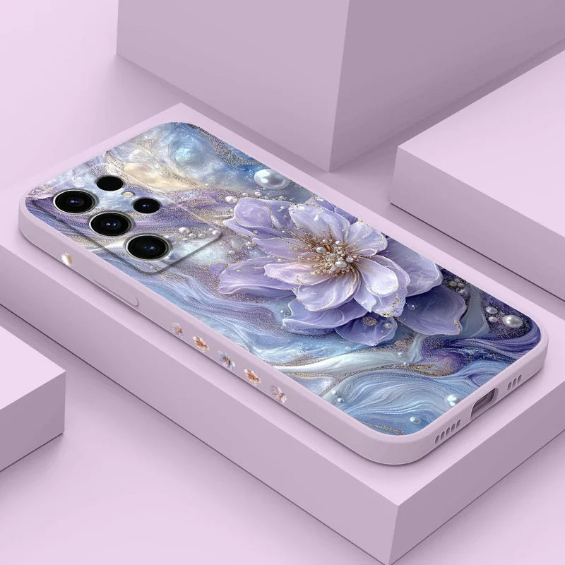 Pearlescent Flower Phone Case For Samsung Galaxy S25 S24 S23 S22 S21 S20 S10 S10E Ultra Plus FE Note 20 Ultra Plus Cover
