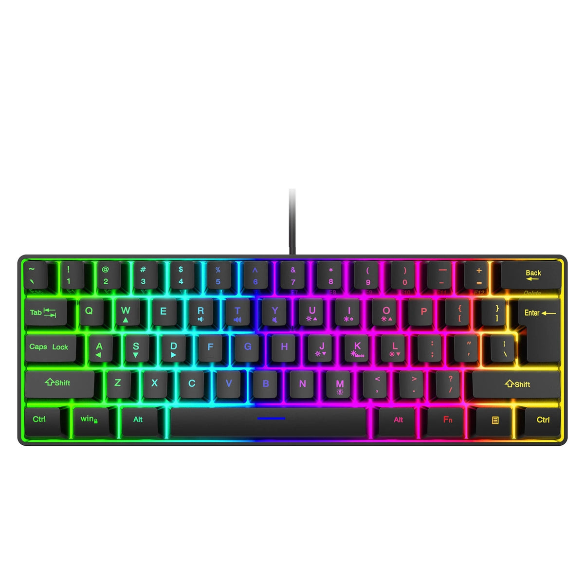 Russian Keyboard English RGB Lighting 61 Keys 60% Layout Gaming Keyboard ISO USB Wired Full Key No Impact K401 For Game Office