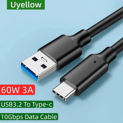 Uyellow USB C Cable 10Gbps USB3.2 A to USB C for iPhone 17 16 15 iPad Samsung S25 S24 for Switch M2 SSD NVME USB3.2 Data 60W 3A