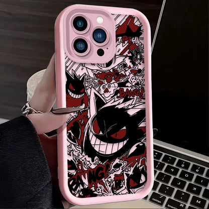 P-Pokemon Gengar Graffiti Phone Case for iPhone 17 Air 16 16E 15 14 13 12 11 Pro Max X XS X S Max XR SE 2020 SE4 7 8 Silicone