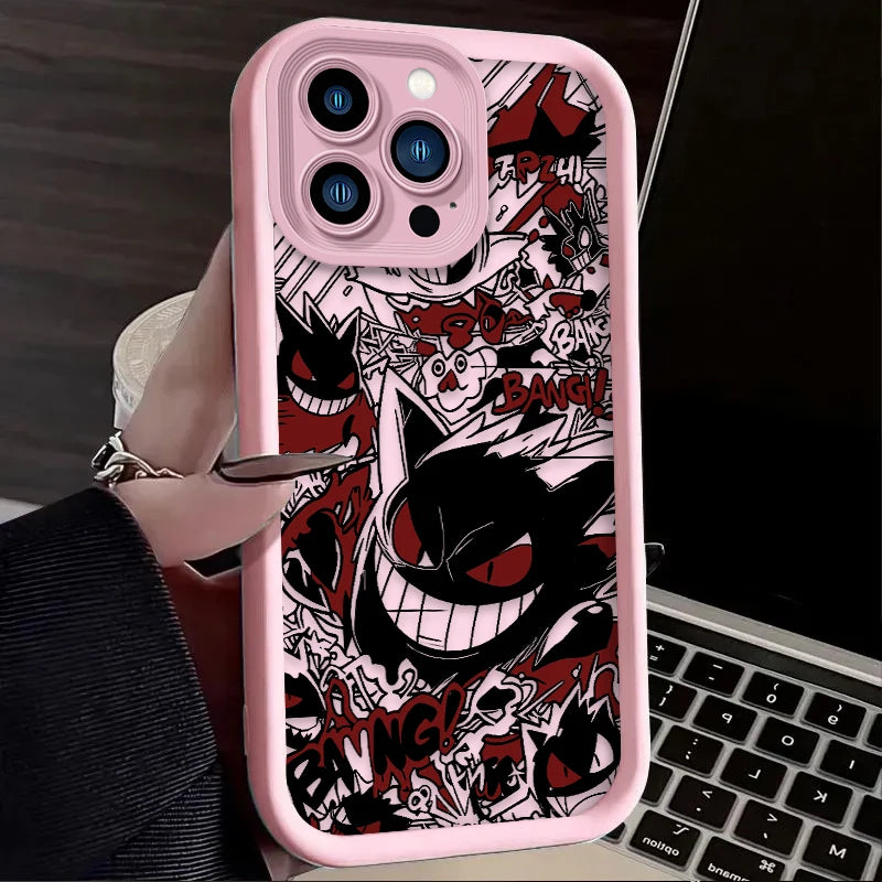 P-Pokemon Gengar Graffiti Phone Case for iPhone 17 Air 16 16E 15 14 13 12 11 Pro Max X XS X S Max XR SE 2020 SE4 7 8 Silicone