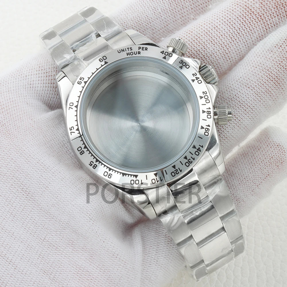 40mm VK63 Watch Case 100m Waterproof for Daytona VK63 VK64 Movement 316L Stainless Steel Presidential/Jubilee/Oyster Bracelet