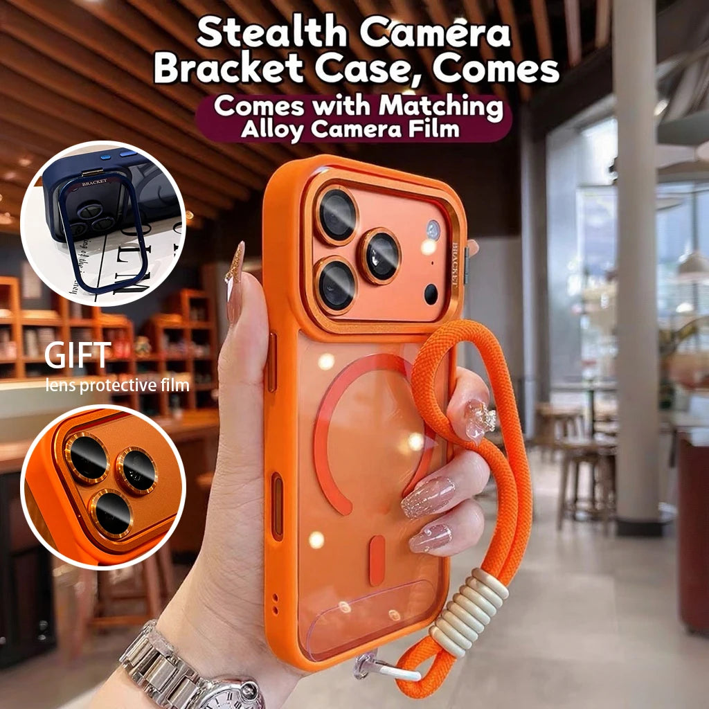 New Tech-Style Magnetic Drop-proof Full-wrap Phone Case with Holder Lanyard for iPhone 17 16 15 14 13 12 11 Pro Max Plus Air