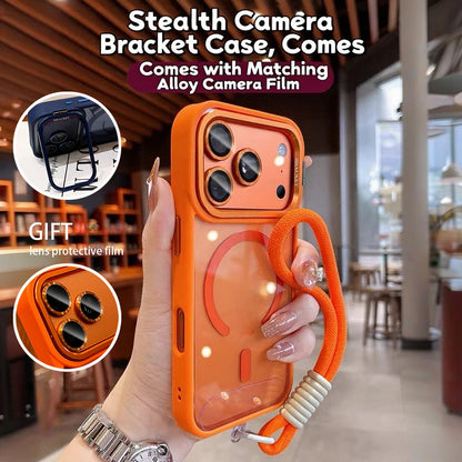 New Tech-Style Magnetic Drop-proof Full-wrap Phone Case with Holder Lanyard for iPhone 17 16 15 14 13 12 11 Pro Max Plus Air