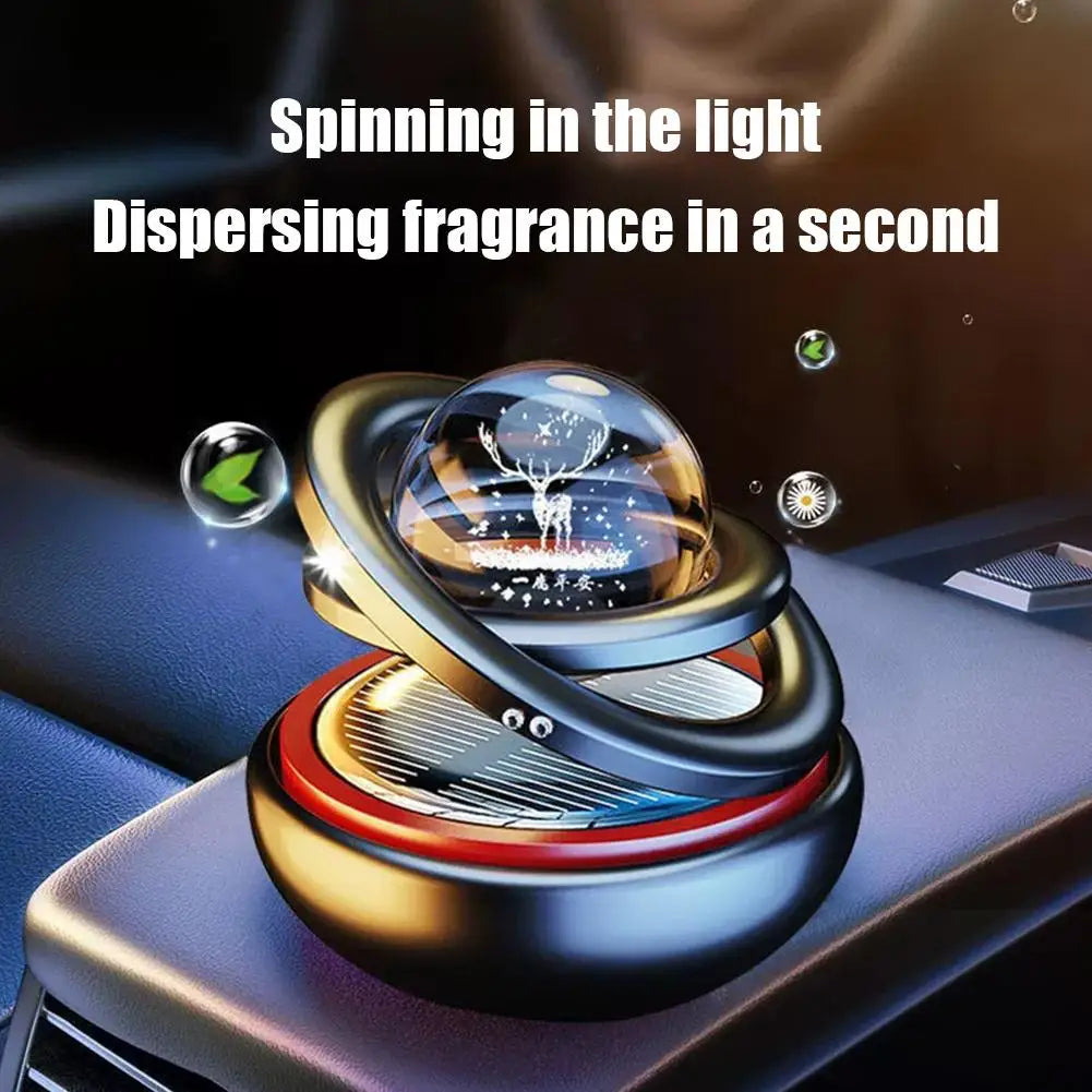 Solar Powered Rotation Solar Aromatherapy Car Air Freshener Suspended Planet Fragrance Auto Aroma Diffuser Car Ornaments