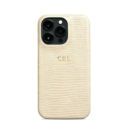 Personalise Gold Silver Initials Letters Leather Case For iphone 15 14 13 16 17 18Pro Max 14 16 Plus Luxury Lizard PU Hard Cover