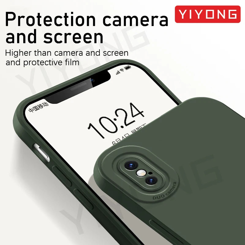 For iPhoneX Case YIYONG Original Liquid Silicone Soft Cover For iPhone X S XR XS Max 10 iPhone10 iPhoneXR iPhoneXS Phone Cases
