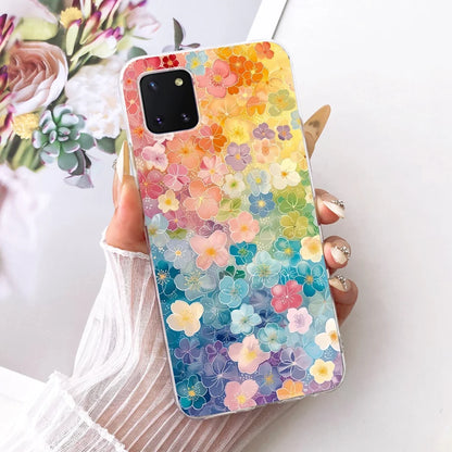 For Samsung Galaxy Note 10 Lite Case SM-N770F Luxury Flowers Painted Cover Soft Silicone Case For Samsung S10 Lite SM-G770F Bags