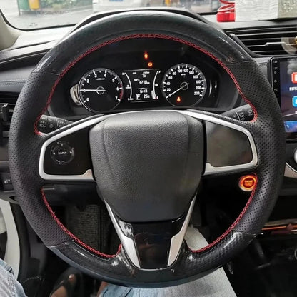 Car Steering Wheel Cover Non-slip Carbon Fiber Suede Braid For Honda Civic 10 2016-2021 CR-V CRV 2017-2021 Clarity 2018-2021