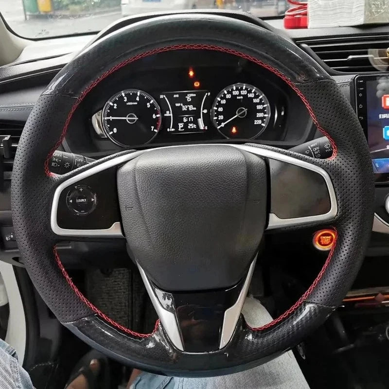 Car Steering Wheel Cover Non-slip Carbon Fiber Suede Braid For Honda Civic 10 2016-2021 CR-V CRV 2017-2021 Clarity 2018-2021