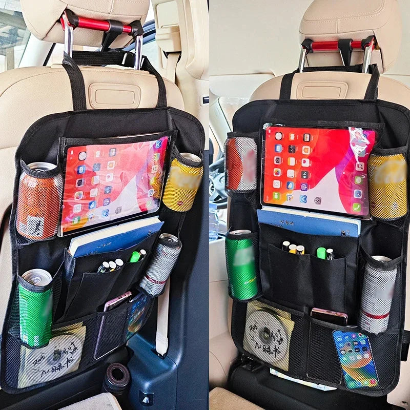 Car Seat Back Storage Bag Tablet Phone Water Cup Holder Multifunctional High-Capacity Storage Bag Car Interior Accessories
