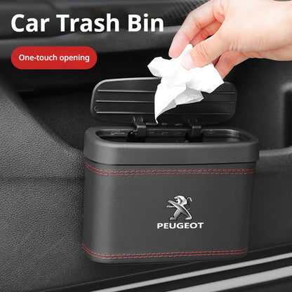 Car trash can hanging car garbage dustproof box storage box suitable for Peugeot 205 206 207 208 301 307 308 406 407 408 508 RCZ