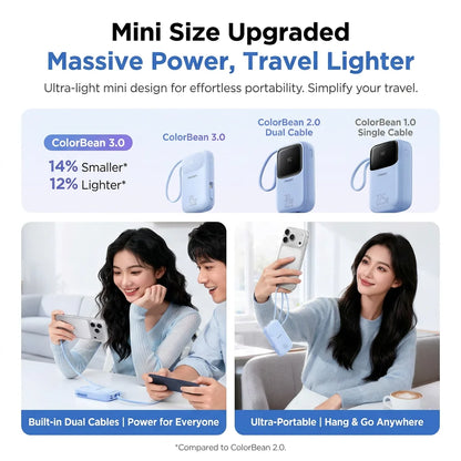 PISEN 45W Fast Charging CCC Power Bank Built-in Dual USB-C Cable 10000mAh/ 20000mAh Mini Portable Powerbank For iPhone 17 Xiaomi