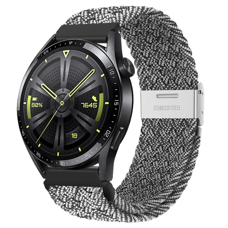 20 22mm Strap for Samsung Galaxy Watch 7 6 5 4 Band 40/44mm 5Pro Active 2 Gear S3 Braided Elastic Bracelet for Huawei GT2/3 4Pro
