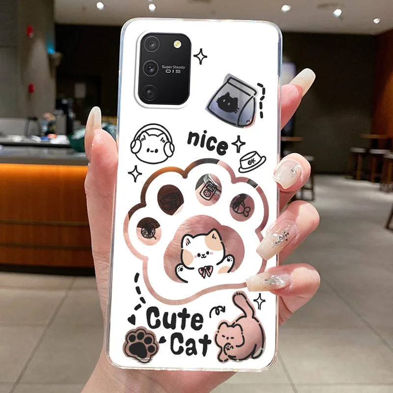 Casing For Samsung S10 Lite Case G770F Aesthetic Cute Cat Fashion Transparent Back Cover For Samsung Galaxy S10 Lite Phone Case