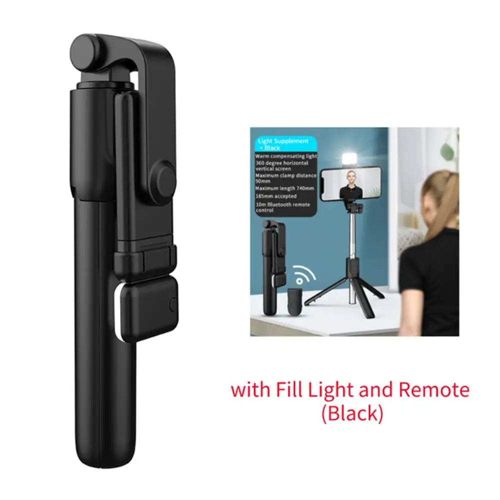 Foldable Portable Selfie Stick Tripod With Detachable Bluetooth Remote Control With LED Selfie Light For Phone Video Live Holder