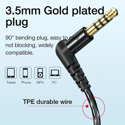 EARDECO Wired Headphones With Microphone Wire-Controlled Wired Earphone In-Ear Headphones Sport Earphones Gaming Headset Bass