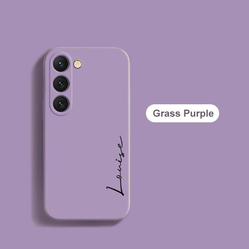 Customized Personalized Name Initials Soft Liquid Silicon DIY Case For Samsung S24 S23 S22 S21 S20FE Ultra Plus Cover For S23FE