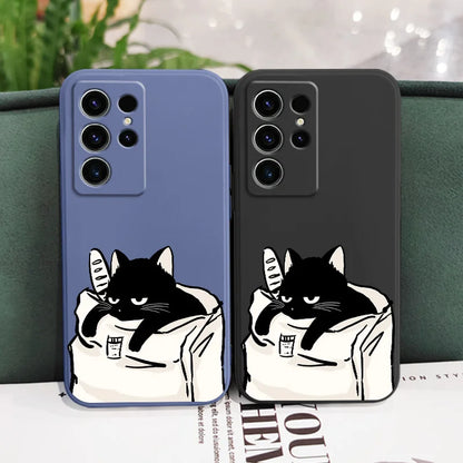 Bread Cat Phone Case For Samsung Galaxy S25 S24 S23 S22 S21 S20 S10 S10E Ultra Plus FE Note 20 Ultra 10 9 Plus Cover
