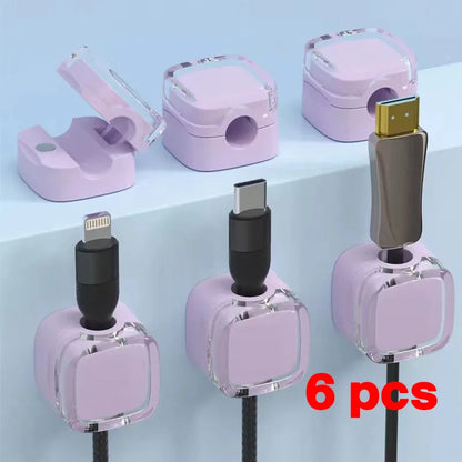1/3/6PCS Magnetic Cable Organizer Cables Clips Adjustable Cord Holder Under Desk Cable Management Wire Keeper Organizer Holder