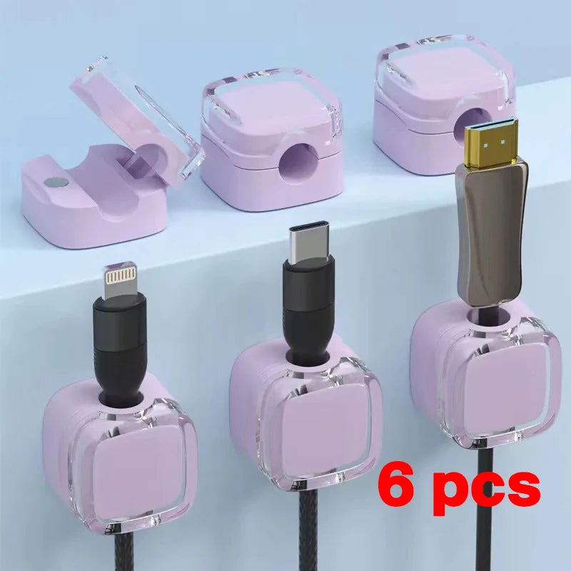 1/3/6PCS Magnetic Cable Organizer Cables Clips Adjustable Cord Holder Under Desk Cable Management Wire Keeper Organizer Holder