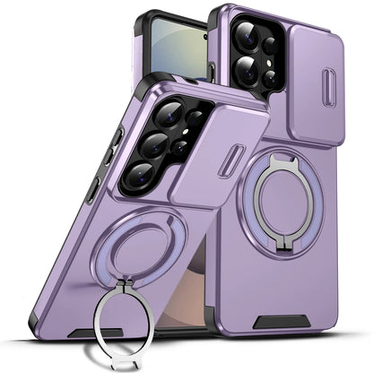 For Samsung S26 S25 S24 S23 Plus Ultra Magnetic Bracket Phone For Samsung S25 24 23 FE S26 25 Edge Sliding Window Anti Fall Case