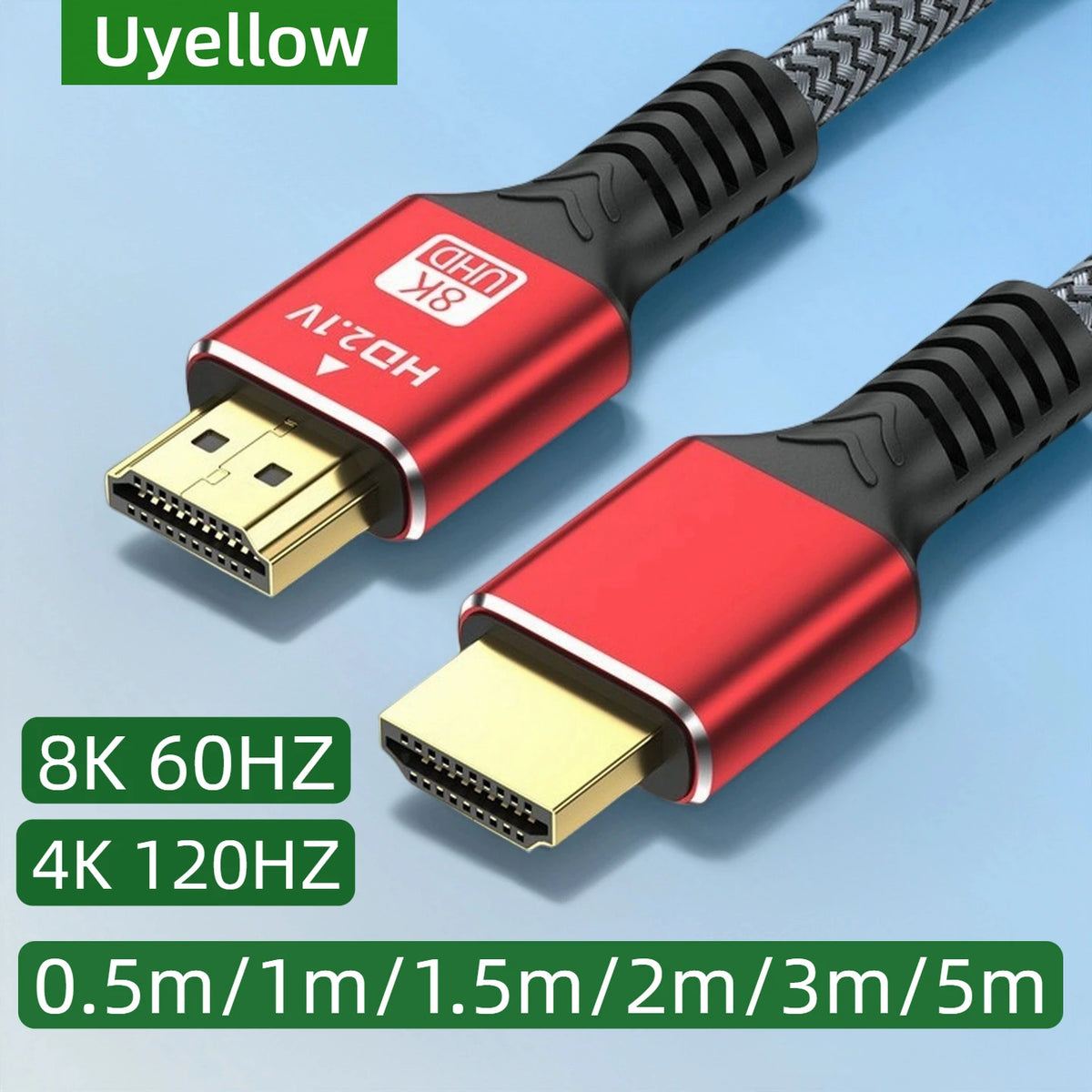 Uyellow 48Gbps HDMI-compatible Cable 8K 60Hz 50cm 1m 2m 3m 5m HDMI-compatible 2.1 Cable 4K 120Hz HDR 3D Effect Video for HDTV PC