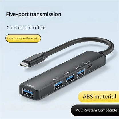 5 IN 1 USB C HUB Type C to USB 3.0 HUB PD 65W Multi USB Splitter Adapter OTG For Lenovo Macbook Pro U Disk Computer Accessories