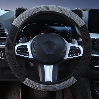 Cartoon Cat Ears Car Steering Wheel Cover Anti-slip Suitable For A Variety Of Models Sweat-absorbent Breathable Wear-resistant