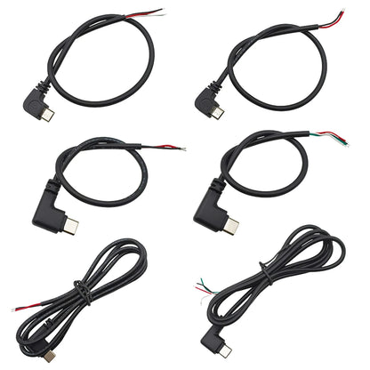 1/5Pcs Right Angle 2Pin 4Pin Wire USB Type C/Micro USB Male Plug Power Supply Charger Connector DIY Repair Cable 0.25m 0.3m 1m