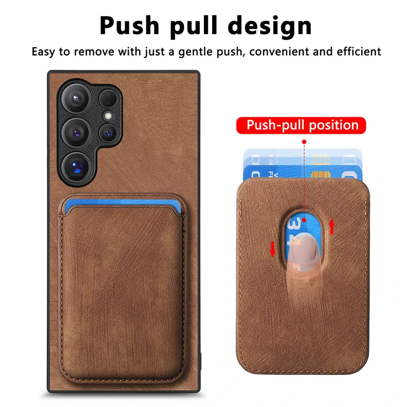 Luxury Leather Detachable Magnetic Card Slot Wallet Case For Samsung Galaxy S25 S24 S23 S22 S21 Ultra + Plus FE Shockproof Cover